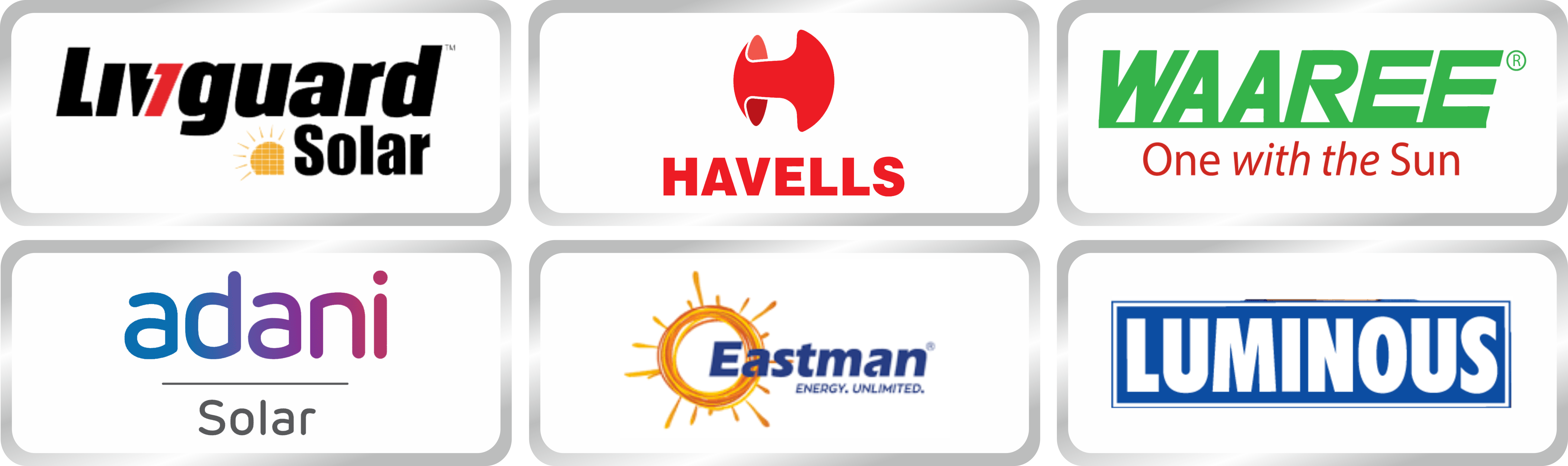Livguard Solar, Havells, Waaree, Adani Solar, Eastman, Luminous Authorized Dealership